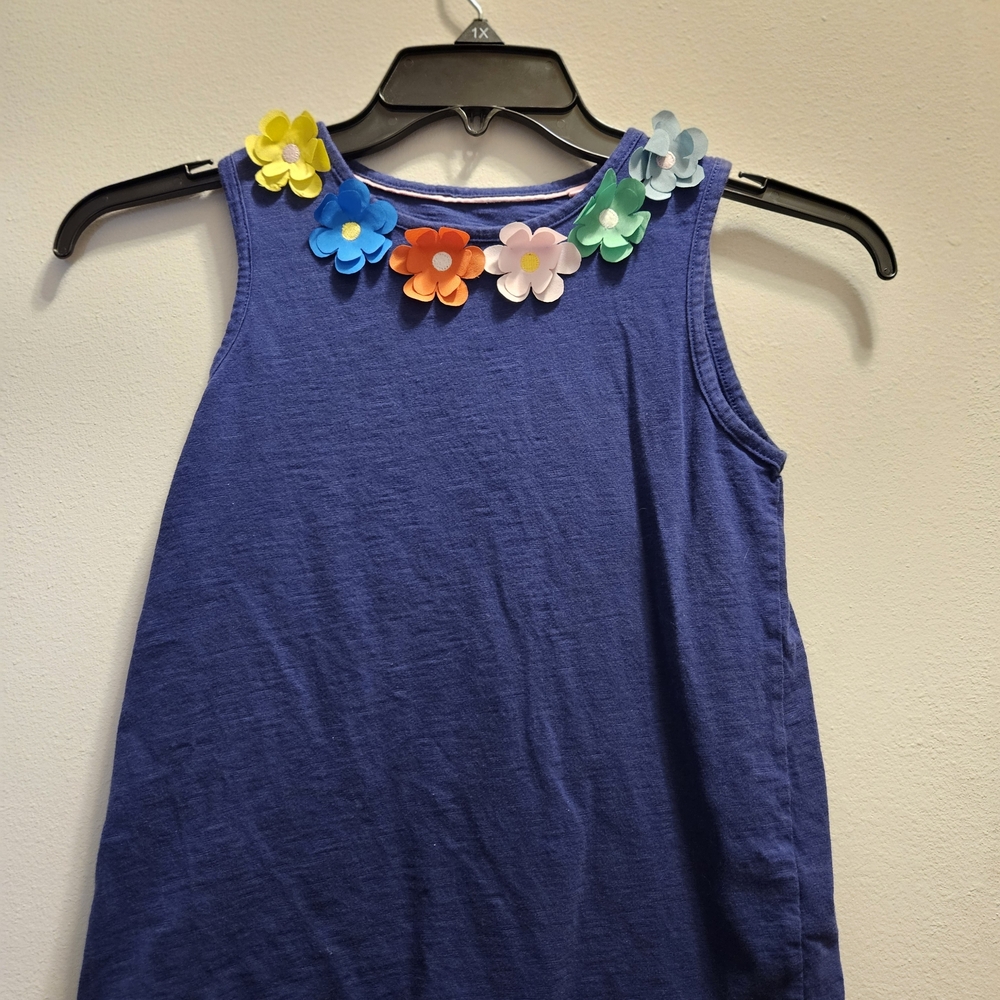 Mini Boden Blue Floral Applique Tank Whimsical Cottagecore Girls 11-12Y